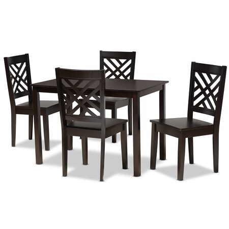 Baxton Studio Ani Modern and Contemporary Dark Brown Finished Wood 5-Piece Dining Set 183-11430-8026-Zoro